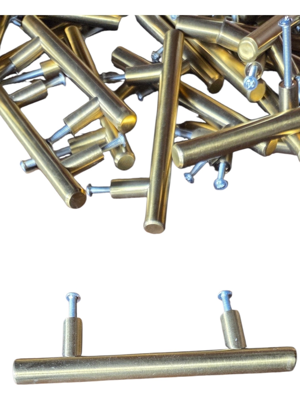 Modern Gold T-Bar Cabinet Pull - Single Cylinder Handle